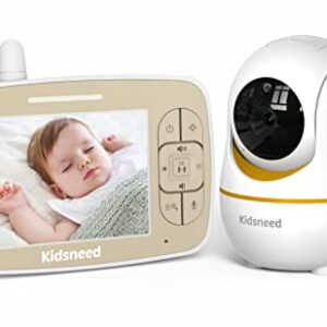 Kidsneed Baby Monitor, 3.5" Screen Video Baby Monitor with Camera and Audio, Remote Pan-Tilt-Zoom, Night Vision, VOX Mode, Temperature Monitoring, Lullabies, 2-Way Talk, 960ft Range