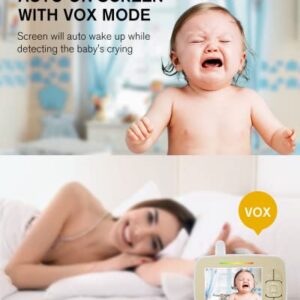 Kidsneed Baby Monitor, 3.5" Screen Video Baby Monitor with Camera and Audio, Remote Pan-Tilt-Zoom, Night Vision, VOX Mode, Temperature Monitoring, Lullabies, 2-Way Talk, 960ft Range