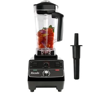 ricodo professional blender for kitchen, countertop blender 1800w with timer control and 2l tritan container, blender for shakes and smoothies, crushing ice, frozen fruit (black)