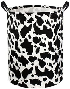 ddbasket cow print laundry basket baby nursery clothes hamper collapsible toy storage bin organizer with handles for kids,boys and girls room decor(cow)