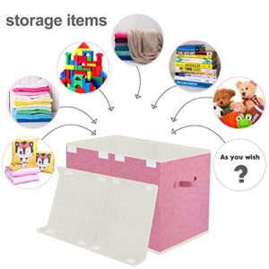 VERONLY Large Toy Box for Girls,Toy Chest for Kids -Collapsible Toy Storage Organizer with Lid Toy Bin Storage Organizer for Nursery, Playroom, Bedroom, Closet, Living Room, Kindergarten (Pink)