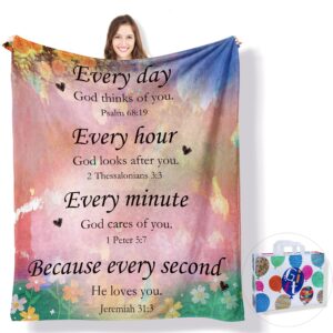 christian gifts for women, bible verse blanket with inspirational thoughts and prayers - religious throw blankets soft lightweight cozy plush warm