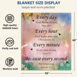 Christian Gifts for Women, Bible Verse Blanket with Inspirational Thoughts and Prayers - Religious Throw Blankets Soft Lightweight Cozy Plush Warm