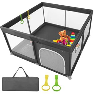 baby playpen,50"x50"x26.5" large baby playards with zipper gates,large baby playard for toddler, bpa-free, non-toxic, safe no gaps play yard for babies, indoor and outdoor baby activity centers