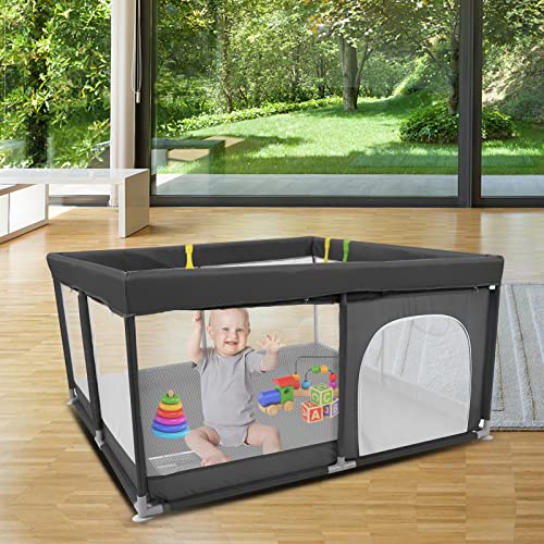 Baby Playpen,50"x50"x26.5" Large Baby Playards with Zipper Gates,Large Baby Playard for Toddler, BPA-Free, Non-Toxic, Safe No Gaps Play Yard for Babies, Indoor and Outdoor Baby Activity Centers