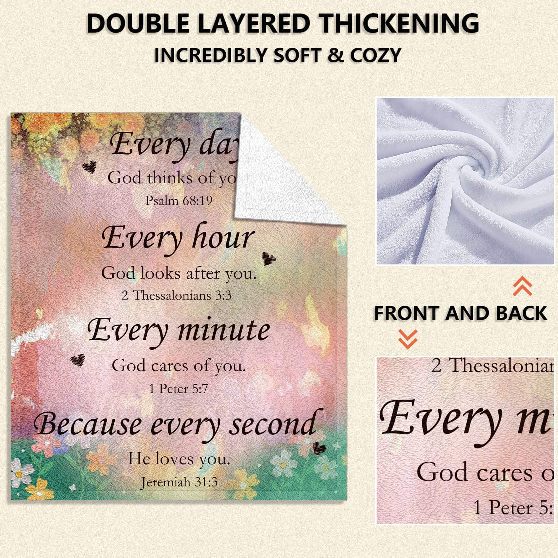 Christian Gifts for Women, Bible Verse Blanket with Inspirational Thoughts and Prayers - Religious Throw Blankets Soft Lightweight Cozy Plush Warm