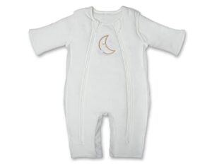 baby brezza 2-in-1 double zipper baby sleepsuit - unique swaddle transition sleepsuit - breathable with mesh panels - converts from sleepsuit to sleep vest, 6-9 months, cream