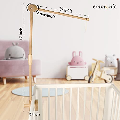 Adjustable Wooden Crib Mobile Arm - 31 inch Baby Mobile Hanger - Made of Beechwood + Strong Silicone Gasket for Secure Crib Attachment - EmmnNic