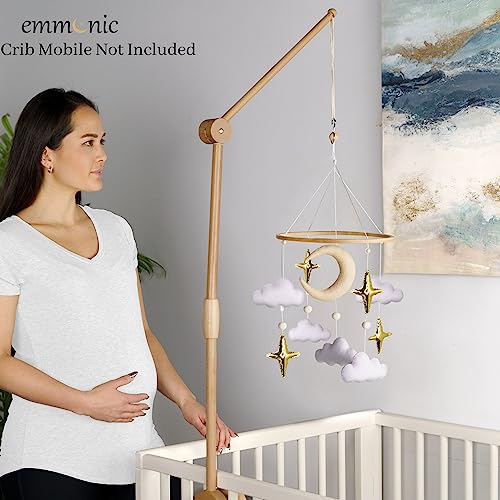 Adjustable Wooden Crib Mobile Arm - 31 inch Baby Mobile Hanger - Made of Beechwood + Strong Silicone Gasket for Secure Crib Attachment - EmmnNic