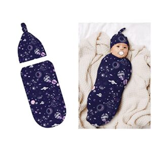 space galaxy constellation purple newborn swaddle blankets hat sets soft stretchy christan baby stuff receiving blanket gifts for infant baby boy girl