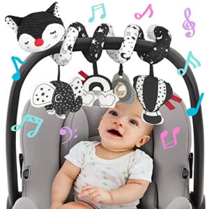 everlove spiral car seat toys - hanging toys - stroller toys for babies - black and white toys for infants - high contrast baby toys for newborn - best gift for 0 3 6 9 12 months baby