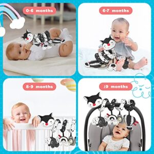 EverLove Spiral Car Seat Toys - Hanging Toys - Stroller Toys for Babies - Black and White Toys for Infants - High Contrast Baby Toys for Newborn - Best Gift for 0 3 6 9 12 Months Baby