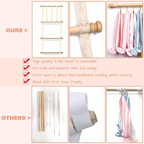 Subesty Hair Bows Holder Organizer for Girls Hair Bows, 30 Hooks Baby Headband Hair Accessories Organizer Storage Newborn Bow Holder for Wall, Room, Door or Closet