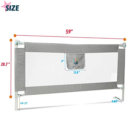 SuperStyle Bed Rail for Toddlers 59 Inch, Upgrade Extra Long Bed Rail Guard for Kids, Safety Bed Fence Protector Rail with Soft Breathable Fabric, fit Twin, Full, Queen, King Size Mattress