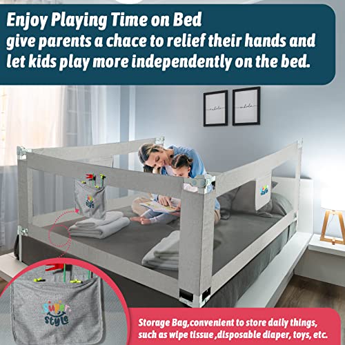 SuperStyle Bed Rail for Toddlers 59 Inch, Upgrade Extra Long Bed Rail Guard for Kids, Safety Bed Fence Protector Rail with Soft Breathable Fabric, fit Twin, Full, Queen, King Size Mattress