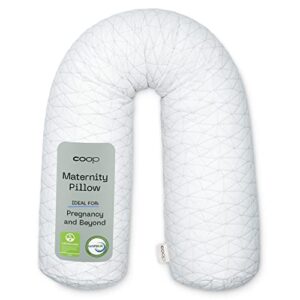 coop home goods maternity pillow - memory foam body pillow for pregnancy, original pregnancy pillow, side sleeper body pillow, full body pillow for sleeping, pregnancy pillows for sleeping (white)