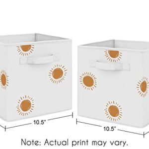 Sweet Jojo Designs Orange and White Boho Sun Foldable Fabric Storage Cube Bins Organizer Toys Baby Pumpkin Orange Retro Bohemian Celestial Sunshine Outdoors Nature Minimalist Gender Neutral - Set of 2