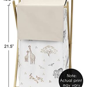 Sweet Jojo Designs Jungle Safari Animals Baby Kid Clothes Laundry Hamper - Tan Beige Brown Taupe Black and White Gender Neutral Animal Elephant Giraffe Wildlife Adventure Zebra Elephants for Serengeti