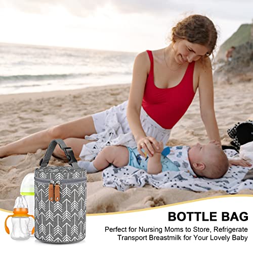 Accmor Breastmilk Cooler Bag, Insulated Baby Bottle Cooler Tote Bags, Baby Bottle Warmer Cooler Bag, Baby Bottle Bag Great for Nursing Mom Daycare, Grey