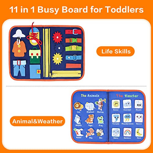 BESNEL Busy Board for Toddlers 2-4,Busy Book for Toddlers 1-3,Preschool Educational Activity Sensory Board for Learning Fine Motor Skills,Zipper Board for Toddlers 1-3,Gifts for Boys Girls