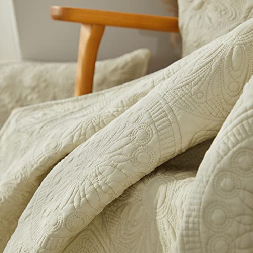 Brandream 6PC Luxury Quilt Bedding Set Farmhouse Vintage Queen Size Oversized Bedspread Quilt Set