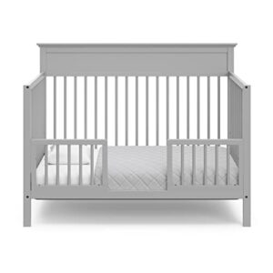 Storkcraft Carmel 5-in-1 Convertible Crib (Pebble Gray) - Converts from Baby Crib to Toddler Bed, Daybed and Full-Size Bed, Fits Standard Full-Size Crib Mattress, Adjustable Mattress Support Base