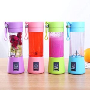 Portable Blender, Personal Blender for Smoothies and Shakes, Mini Fruit Juicer Cup Blender, Kitchen Personal Size Blender with USB Rechargeable, 380ml Traveling Fruit Juice, Veggie, Milk 6-3D Blades (Pink)