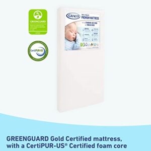 Graco Remi All-in-One Convertible Crib with Drawer and Changer (White) & Premium Foam Crib & Toddler Mattress – GREENGUARD Gold Certified, CertiPUR-US Certified Foam, Machine Washable