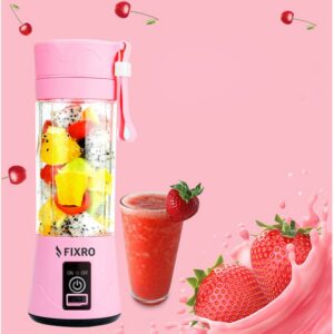 Portable Blender, Personal Blender for Smoothies and Shakes, Mini Fruit Juicer Cup Blender, Kitchen Personal Size Blender with USB Rechargeable, 380ml Traveling Fruit Juice, Veggie, Milk 6-3D Blades (Pink)