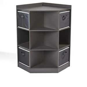 Badger Basket Corner Cubby Toy Storage Unit for Kids with 4 Removable Baskets - Charcoal (98813C)