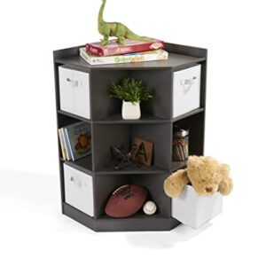 Badger Basket Corner Cubby Toy Storage Unit for Kids with 4 Removable Baskets - Charcoal (98813C)