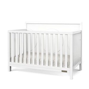 child craft orbit 4 in 1 convertible crib, modern contemporary baby crib converts to toddler bed, day bed and full size bed, 3 adjustable mattress heights (matte white)