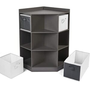 Badger Basket Corner Cubby Toy Storage Unit for Kids with 4 Removable Baskets - Charcoal (98813C)