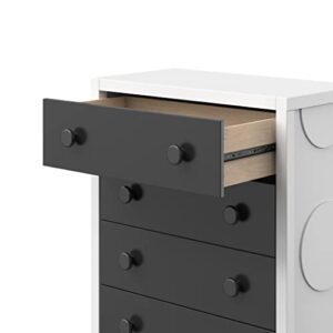 Child Craft Orbit 4 Drawer Chest for Baby Nursery or Kid’s Bedroom Storage, Modern Contemporary Bedroom Furniture, Anti-Tip Kit Included, 33”L x 17”D x 43”H (Ebony/Matte White)