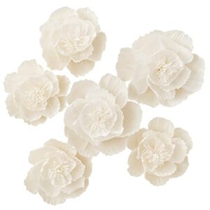 mejoy crepe paper flowers decoration for wall, artificial flowers for wedding decor,flower backdrop decor,baby shower,birthday party,photo backdrop,archway decor, nursery wall decor(white,set/6)