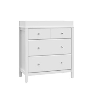 stork craft carmel chest with changing, 3 drawer with topper, white