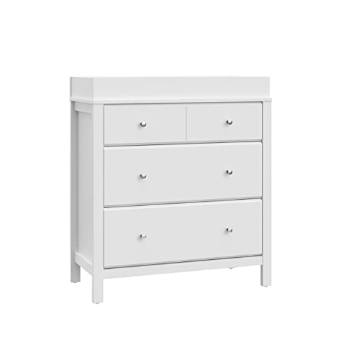 Stork Craft Carmel Chest with Changing, 3 Drawer with Topper, White