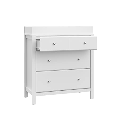 Stork Craft Carmel Chest with Changing, 3 Drawer with Topper, White