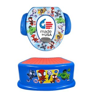 Spidey and His Amazing Friends "Team Up" 2 Piece Essential Potty Training Set - Soft Potty Seat, Step Stool