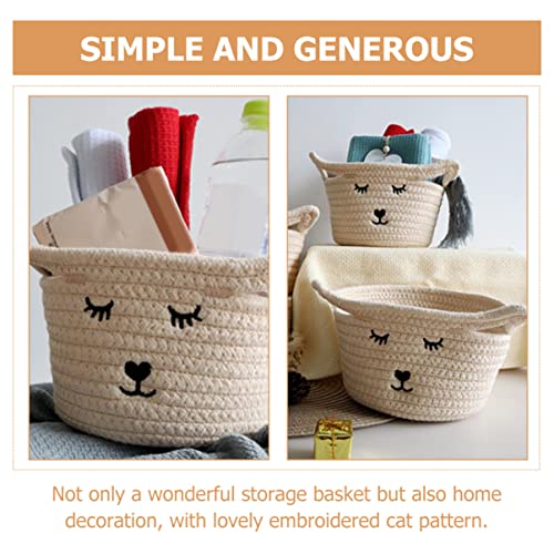 Storage Books Woven Decor Pillows Laundry Blankets Cat Shower Cotton Small Living Baby with Room Ear Throws Hamper Organizer Nursery in for Basket Towel Practical Bins Rope