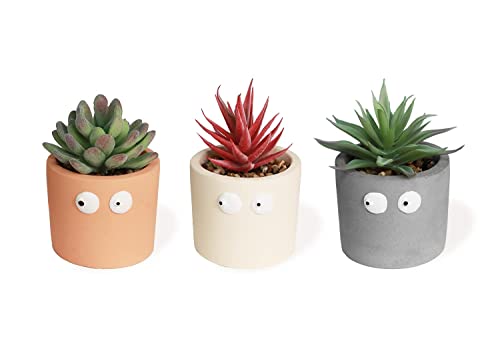 Zerzsy 3 PCS Small Budding Eye Fake Succulent Plant Pot, Mini Succulent Plant, Cute Desktop Decoration, Desktop Plant for Women Office Decoration, Cute Fake Plant Bathroom Decoration.