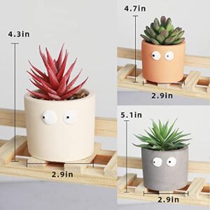 Zerzsy 3 PCS Small Budding Eye Fake Succulent Plant Pot, Mini Succulent Plant, Cute Desktop Decoration, Desktop Plant for Women Office Decoration, Cute Fake Plant Bathroom Decoration.