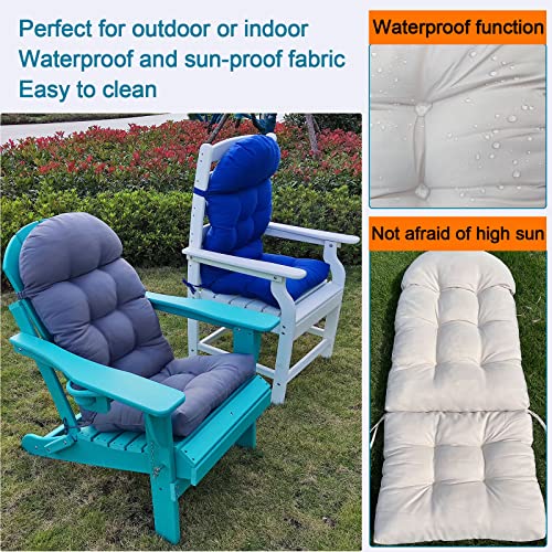 CCLIUGE Adirondack Chair Cushion, Rocking Chair Cushion with Ties, High Back Patio Chair Pad Indoor or Outdoor, Sunscreen Waterproof and Fade-Resistant, 44x19x4 inch, Light Grey, 1-Pack