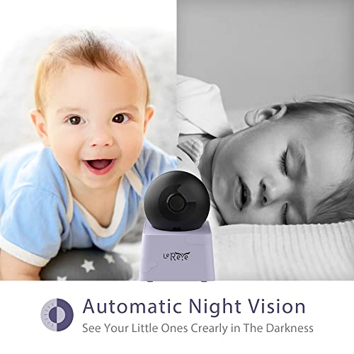 LEREVE 5" HD Low EMF Baby Monitor, Auto Noise Reduce, 2 Remote Pan Tilt Cameras, Lullaby, 2-Way Audio, ECO with Auto Voice Activation, Model: LeMove 60