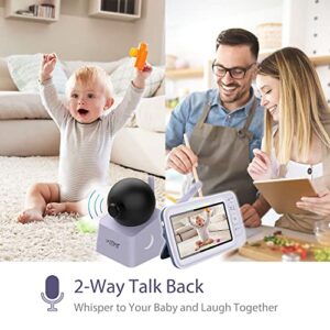 LEREVE 5" HD Low EMF Baby Monitor, Auto Noise Reduce, 2 Remote Pan Tilt Cameras, Lullaby, 2-Way Audio, ECO with Auto Voice Activation, Model: LeMove 60