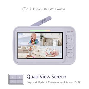 LEREVE 5" HD Low EMF Baby Monitor, Auto Noise Reduce, 2 Remote Pan Tilt Cameras, Lullaby, 2-Way Audio, ECO with Auto Voice Activation, Model: LeMove 60