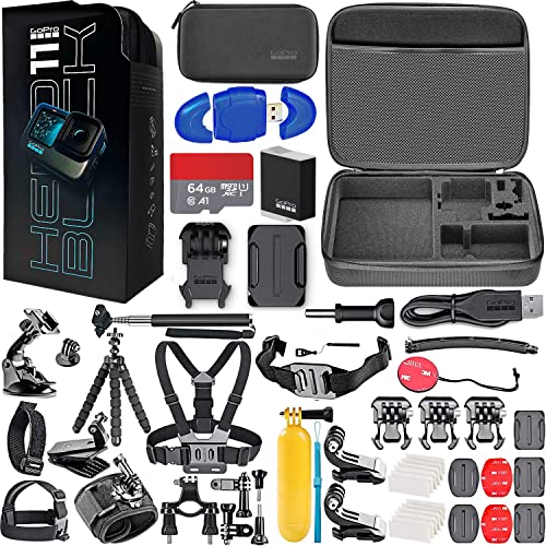 GoPro HERO11 (Hero 11) Black - Waterproof Action Camera with 5.3K HD Video, 27MP Photos, Live Streaming, Webcam - Bundle with 64GB Memory Card, Card Reader, Hero11 Action Bundle (58 Items)