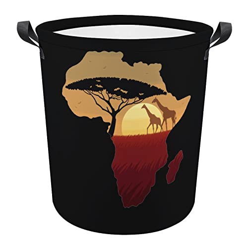 African Safari Giraffe Large Laundry Basket Waterproof Laundry Hamper Collapsible Storage Basket Toy Organizer