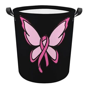 breast cancer ribbon butterfly large laundry basket waterproof laundry hamper collapsible storage basket toy organizer