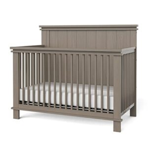 denman 4-in-1 convertible crib, modern contemporary baby crib converts to toddler bed, day bed and full-size bed, 3 adjustable mattress heights (crescent gray)